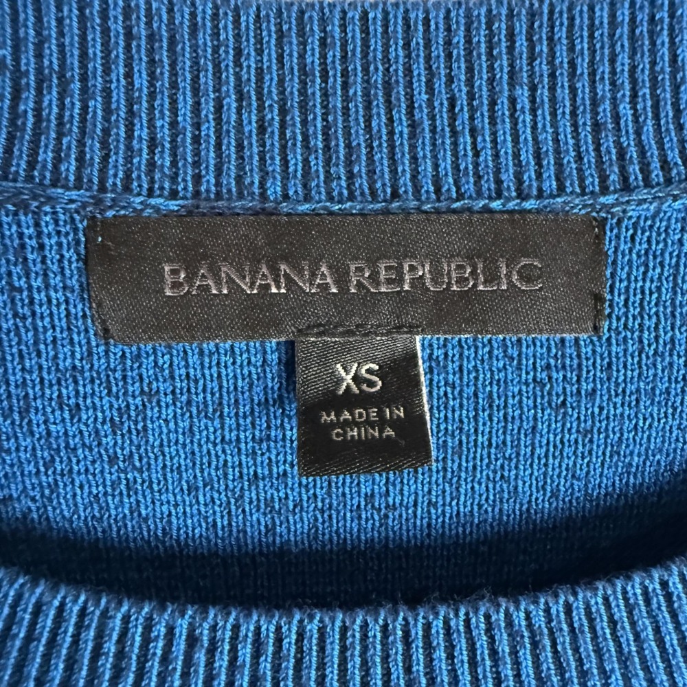 Banana Republic Sweater Womens XS Blue Puff Sleeve Crewneck Knit Pullover - Picture 6 of 12